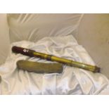 EARLY 19th CENTURY MAHOGANY BARREL THREE DRAW TELESCOPE BY ASHMORE & OSBORNE LONDON EST [£80-£120]