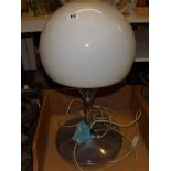 RETRO TABLE LAMP CHROME BASE WITH A WHITE GLASS SHADE EST [£ 15 -£30]
