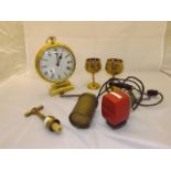 BRASS SPICE GRINDER, MODERN CLOCK & OTHERS EST [£10- £20]