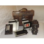 EARLY 20TH CENT EXTENDING BOX CAMERA BY C.P. GEORZ BERLIN WITH CARRY BAG & PLATES EST[ £40- £80]