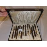 BRONZE SET OF 12 CUTLERY KNIVES & FORKS BOXED EST [£15- £30]