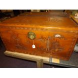 ASIAN CAMPHORWOOD CHEST WITH CARVED TOP & SIDES EST [£60- £120]