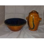 CONTEMPORY SKYE POTTERY BOWL 13 " DIA & STORAGE JAR 10" TALL EST [£25- £45]