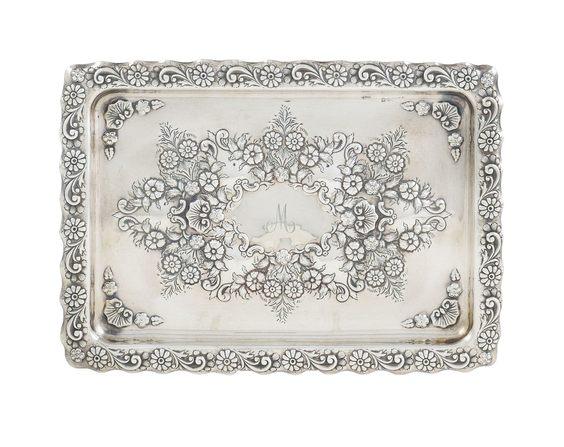 A silver rectangular plate late 19th century 23x32,5 cm.