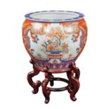A polychromatic porcelain fish bowl China, antique manufacture 68x52 cm.