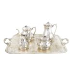 A 950 silver coffee and tea service France, 19th century peso 2170 gr.