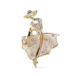 An 18kt gold brooch with diamonds signed Damiani peso 11,6 gr.