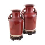 A pair of ceramic red vases China,20th century vasi 35,5x16,5 cm.