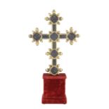 An ancient silver and gilt copper astylar cross Italy, 15th century 58x33x3,5 cm.