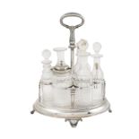 A silverplate and glass cruet Great Britain, 19th-20th century 28,5x23x19 cm.