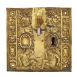 An antique bronze keyhole Lombardy, 16th century 17,5x17,5x2,5 cm.