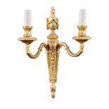 A lot of gilt bronze two lights appliques (4) France, antique manufacture 32x21x12 cm.