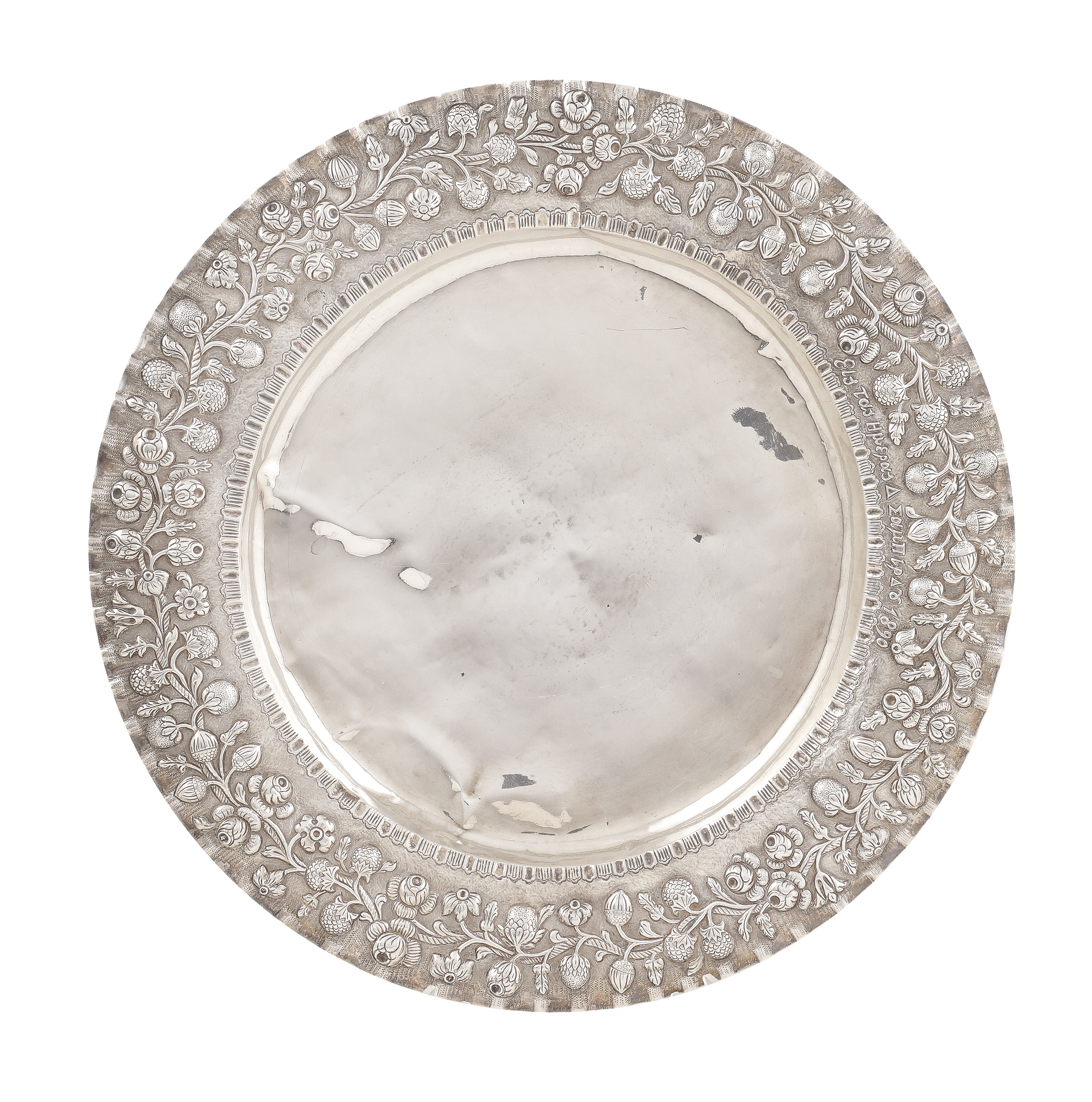 A silver plate late 19th century d. 41,5 cm.