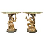 A pair of giltwood consoles Italy, 19th century 79x81x34 cm.