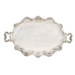 A silver large tray with two handles Lombardo Veneto Reign, 19th century peso 4300 gr.