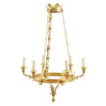 A gilt and chased bronze chandelier France, antique manufacture 75x53 cm.