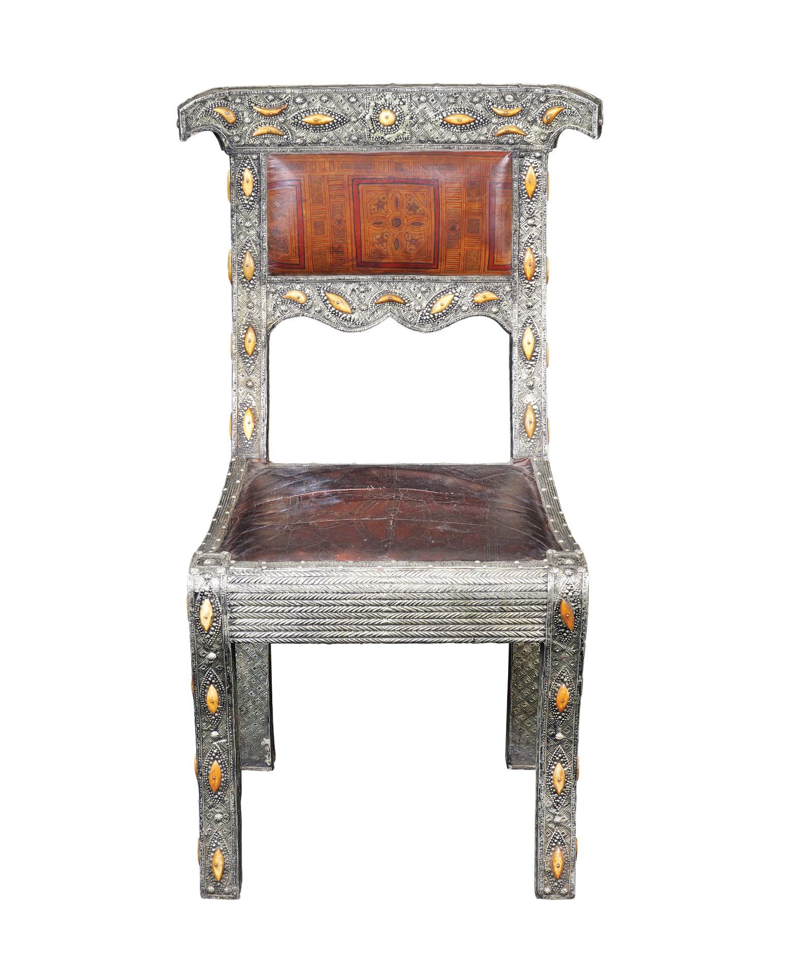 A silver plate chair Turkey, old manufacture 100x59x52 cm.