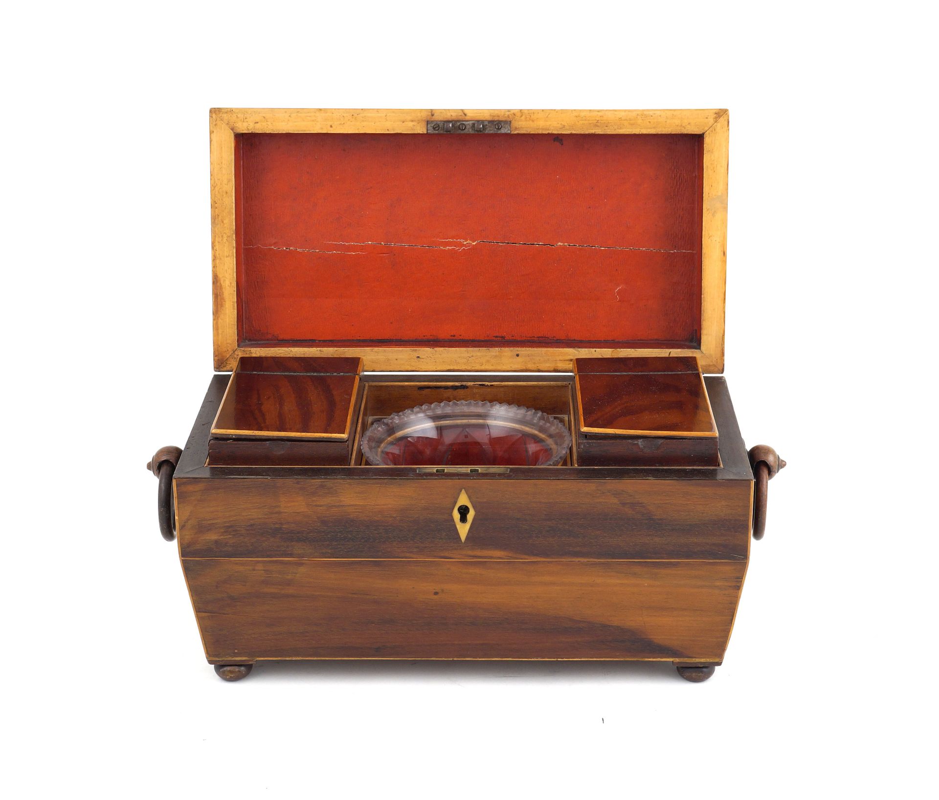 A walnut tea chest Great Britain, late 19th century 18x33x17 cm. - Bild 3 aus 3