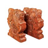 A pair of red marble bases Italy, 20th century 78x71x20 cm.