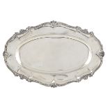 An oval silver tray Italy, 20th century peso 1150 gr.