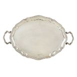 A silver tray with two handles Italy, 20th century peso 1250