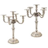 A pair of silver five-light candelabras Italy, 20th century peso 3250 gr.