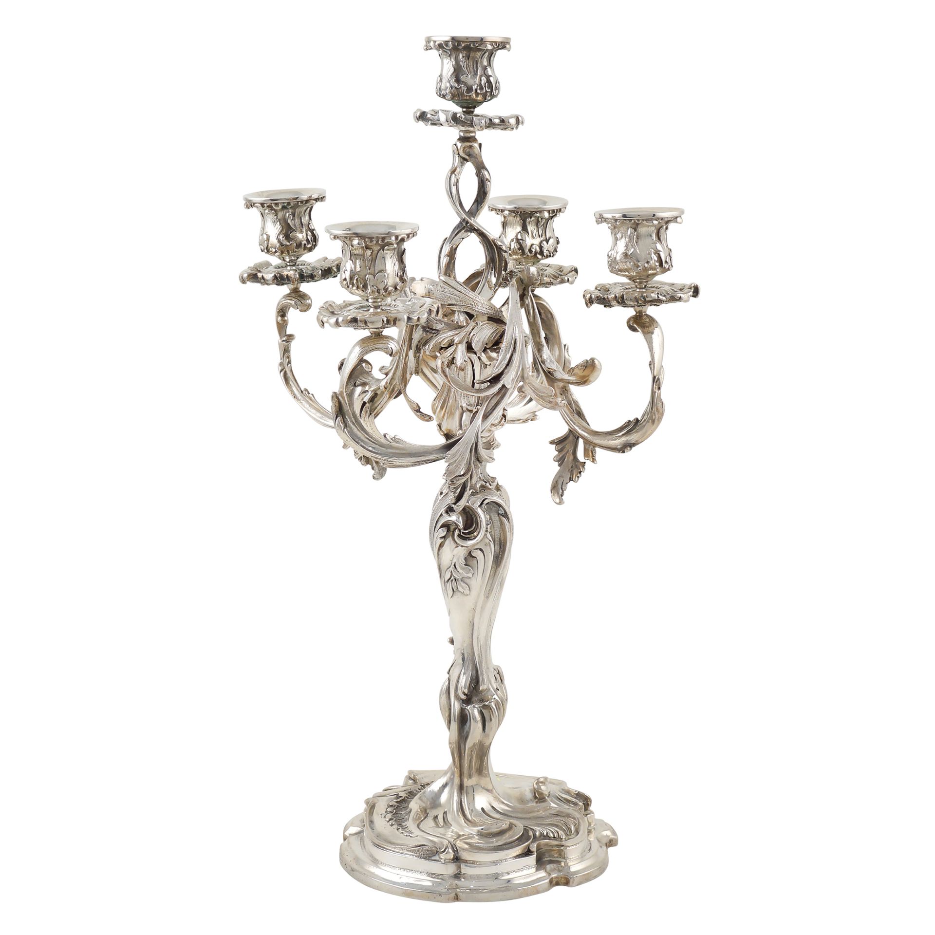 A silver five-light candelabra Italy, 20th century peso 3420 gr.