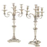 A pair of silver four-light Empire candelabra Amsterdam, early 19th century peso lordo 5300 gr.