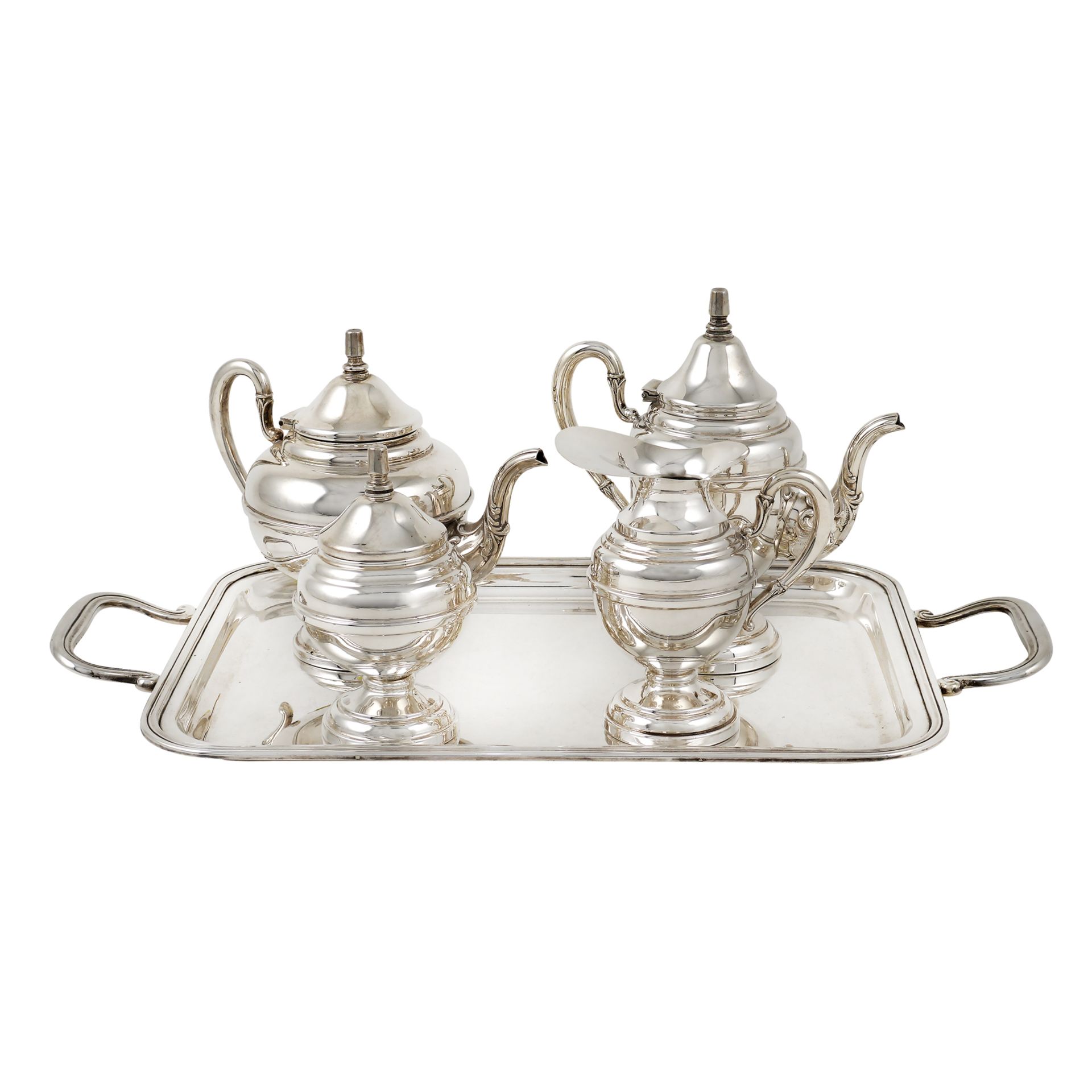 A silver tea and coffee set Italy, 20th century peso 1501 gr.