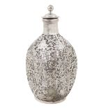 A silver and glass liqueur bottle early 20th century h. 23