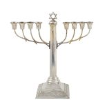 A silver nine-light menorah London, 1954 peso 275 gr.