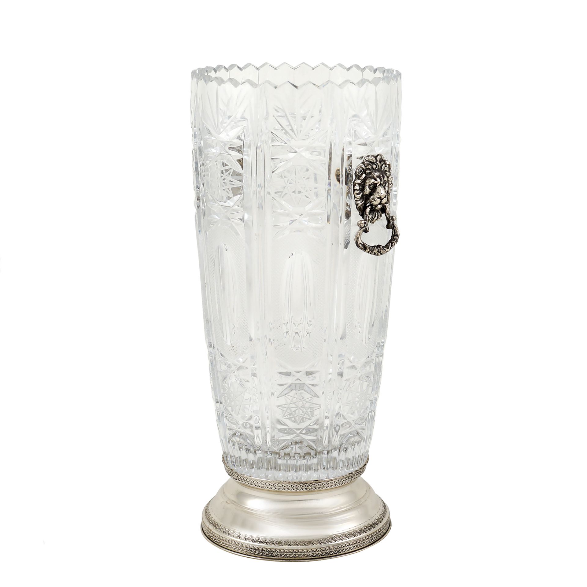A crystal and silver vase Boemia, 20th century h. 31 - d .14 cm.