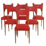 Six beechwood chairs 20th century h. 97 cm.