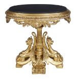 A gilt wood oval table 20th century 78x80x60 cm.