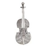 A silver violin miniature model Italy, 20th century peso 100 gr.