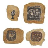 Four Coptic textile fragments Egypt, early Islamic period 641 A.D - 9th century 10x10 circa cm.