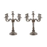 A pair of silver five lights candelabra Italy, around 1950 2480 gr.