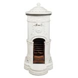 A white enamelled terracotta stove France, old manifacture 111x49x63 cm.