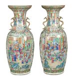 A pair of Canton porcelain baluster vases China, end 19th century h. 63 cm.