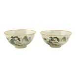 A pair of Chinese porcelain bowls early 20th century, Republic period 6x12 cm.