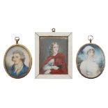 A collection of three miniatures end 18th - early 19th century 8x6 cm.