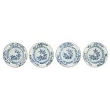 Four small porcelain soup plates China Quing dynasty, 18th century d. 16 cm.