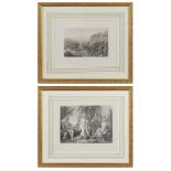 A pair of prints end 19th century 20x20 cm.