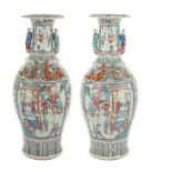 A pair of Canton porcelain baluster vases China, end 19th century h. 64 cm.