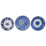 Three ancient Iznik plates Turkey d. 23,5 - 20,5 cm.