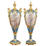 A pair of SŠvres vases France, end 19th century h. 98 cm.