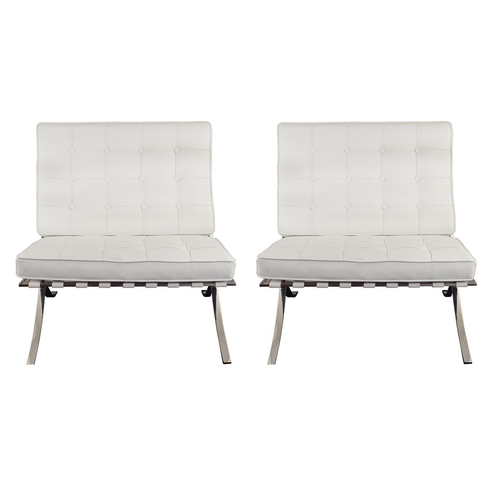 Copy from Mies van der Rohe, pair of armchairs 20th century 74x75x72 cm.