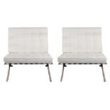 Copy from Mies van der Rohe, pair of armchairs 20th century 74x75x72 cm.