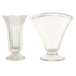 A pair of trasparent glass flower vases 20th century h. 25 - 26 cm.