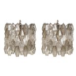 Venini, a pair of "Poliedri" series chandeliers Italy, around 1960 43x38 cm.